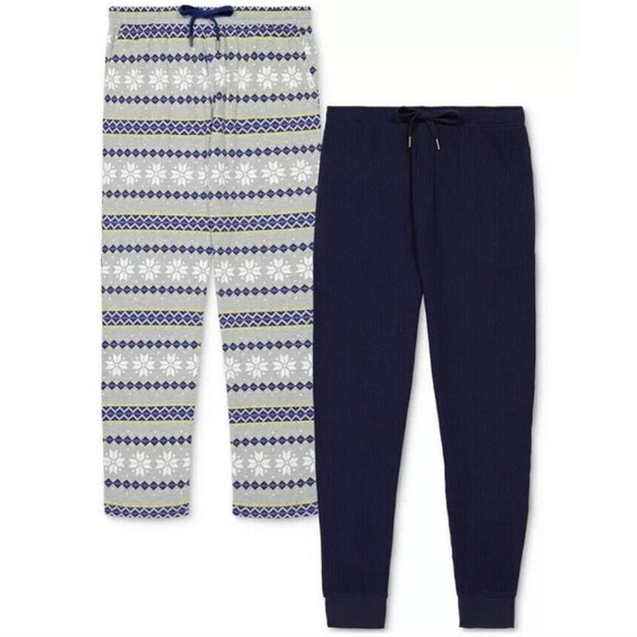 🎁Gap Men's 2 Pack Waffle Knit Thermal Jogger Pajama Pants Navy Gray sz XL $84 - Picture 2 of 7